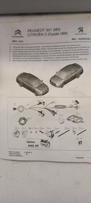 Original PEUGEOT 301 CITROEN C-Elysee Anhängerkupplung Elektrosatz 1608869380