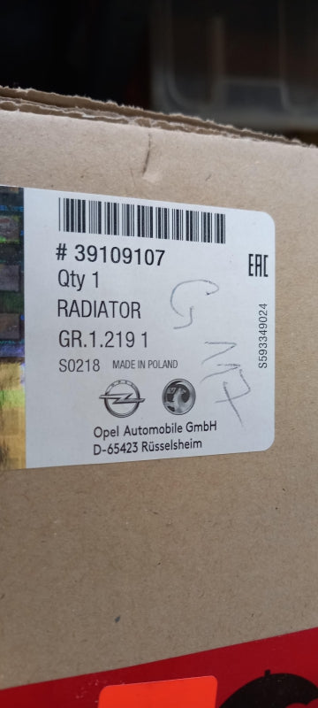 Original OPEL Astra-K 1.6 CDTi Wasserkühler 39109107