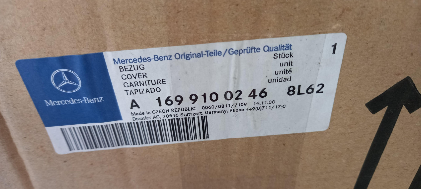 Original MERCEDES-BENZ A W169 B W245 Sitzbezug vorne A16991002468L62