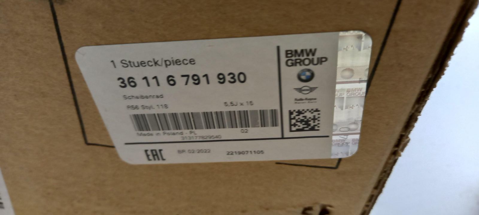 Original OE BMW Felge 36116791930