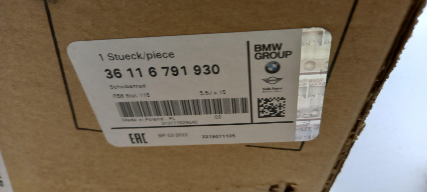 Original MINI R55 R57 R58 R59 Alufelge Silber 51.5Jx15 ET45 36116791930