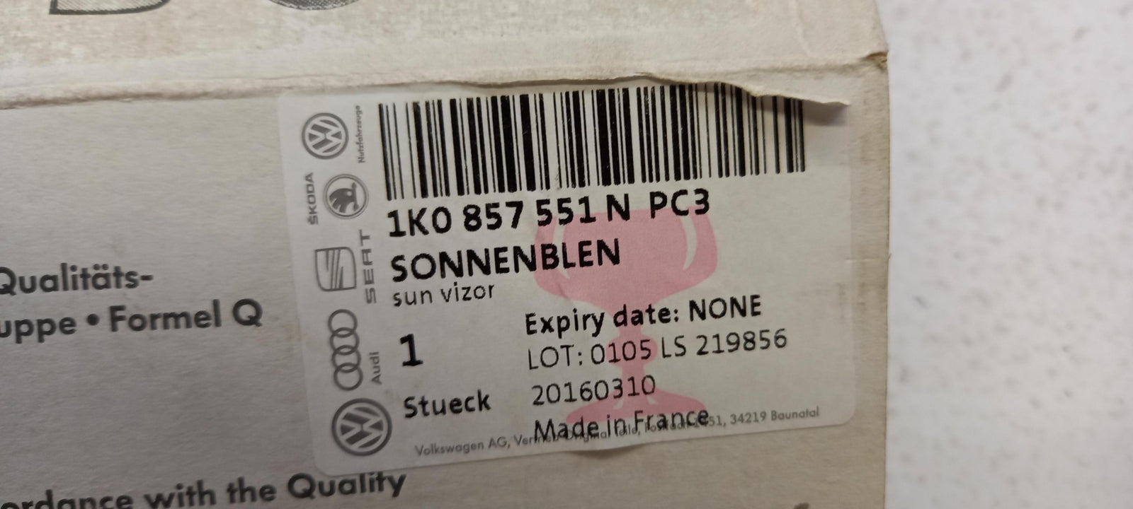 Original OE Volkswagen Sonnenblende 1K0857551NPC3