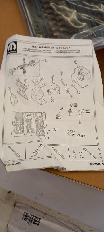 Original OE FIAT Motorhaubenschloß K82215137AC