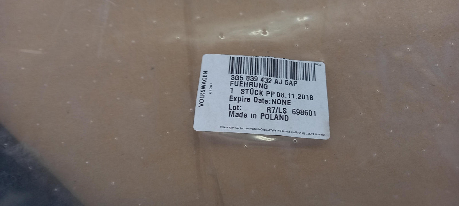 Original OE Volkswagen Fensterführungsschiene 3G5839432AJ5AP