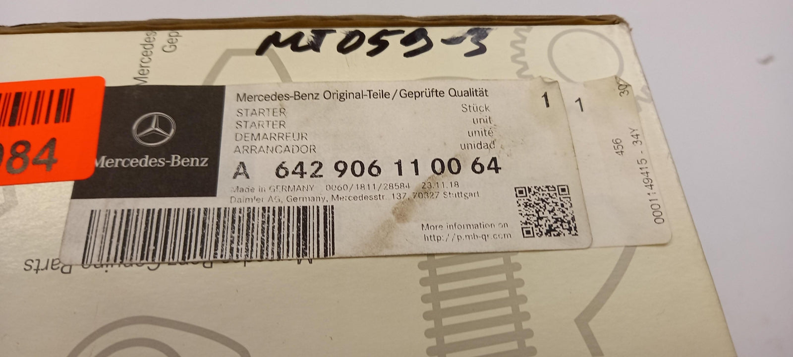 Original MERCEDES-BENZ W204 W212 W221 W222 W213 X253 Anlasser A642906110064