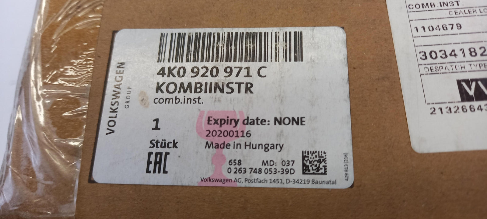 Original AUDI A6 A7 2019> Kombiinstrument 4K0920971C