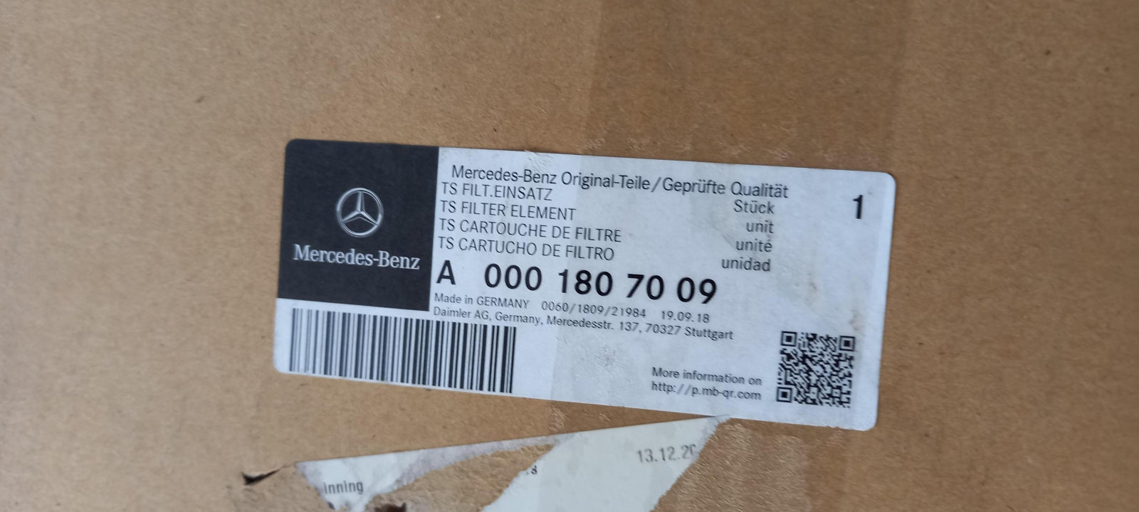 Original OE MERCEDES-BENZ Filterset A0001807009