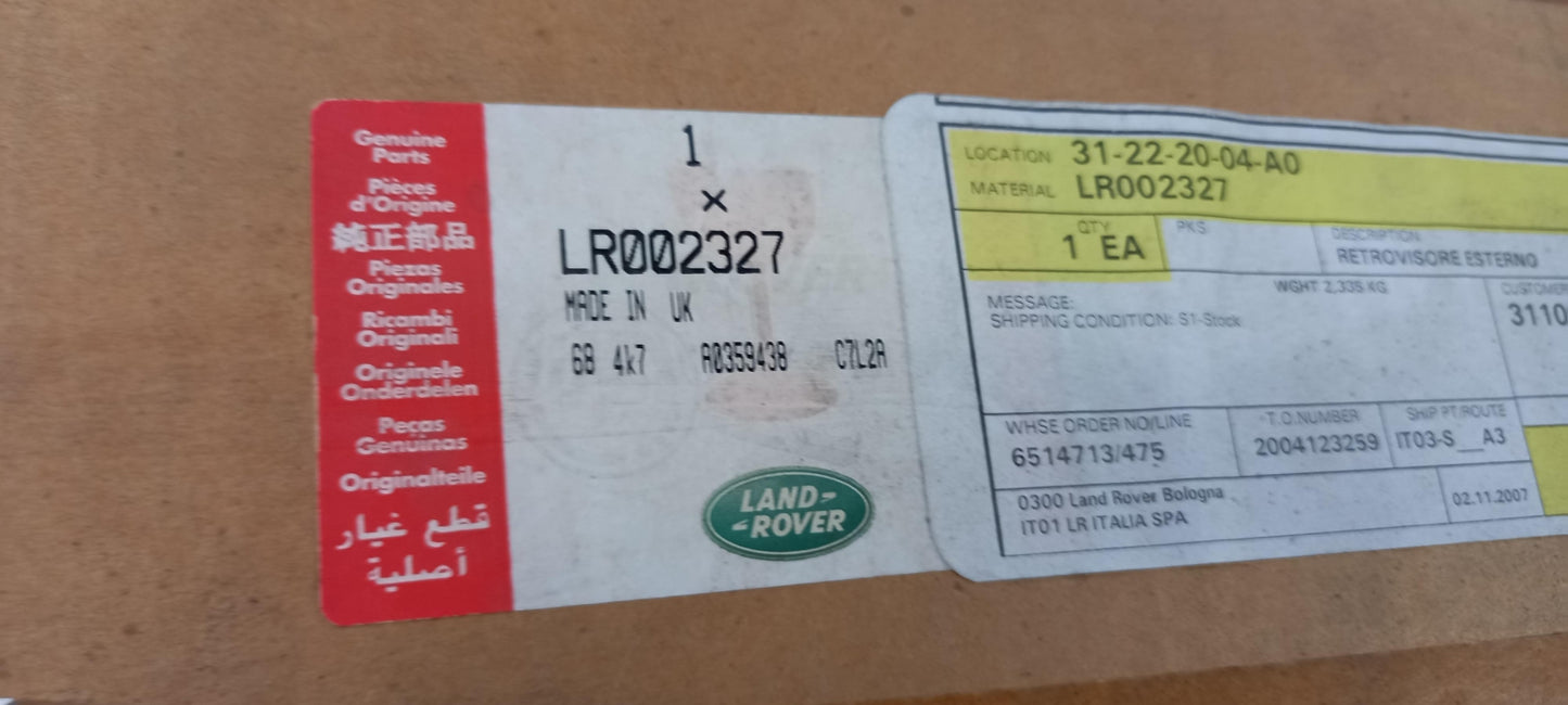Original LAND ROVER Freelander II 2006-2008 Außenspiegel Rechts LR002327