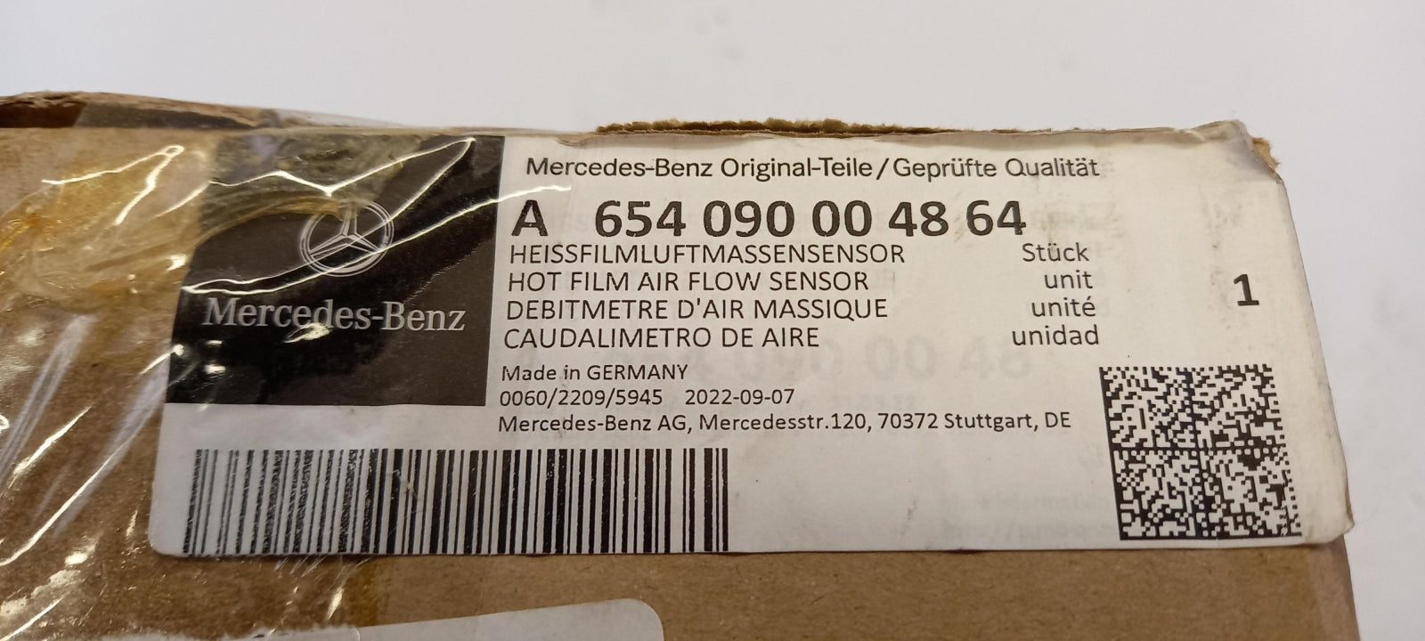 Original MERCEDES-BENZ E-klasse W213 S213 Luftmassenmesser A654090004864