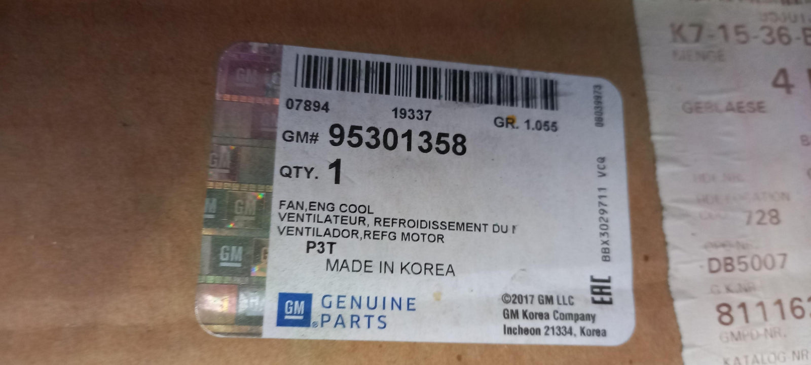 Original OE OPEL Motorkühlung Lüfter 95301358