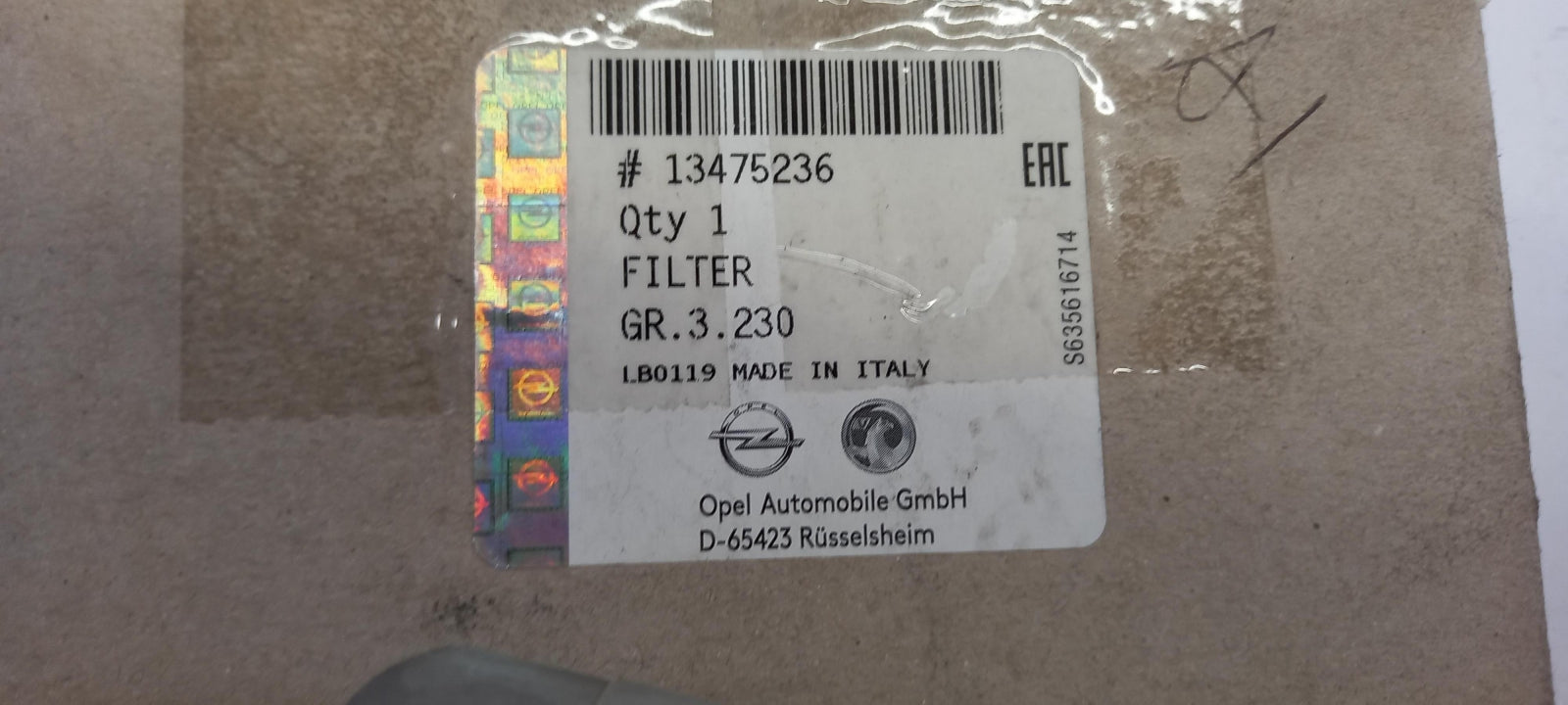 Original OPEL Crossland-X Kraftstofffilter LPG 1.2 B12XE 13475236
