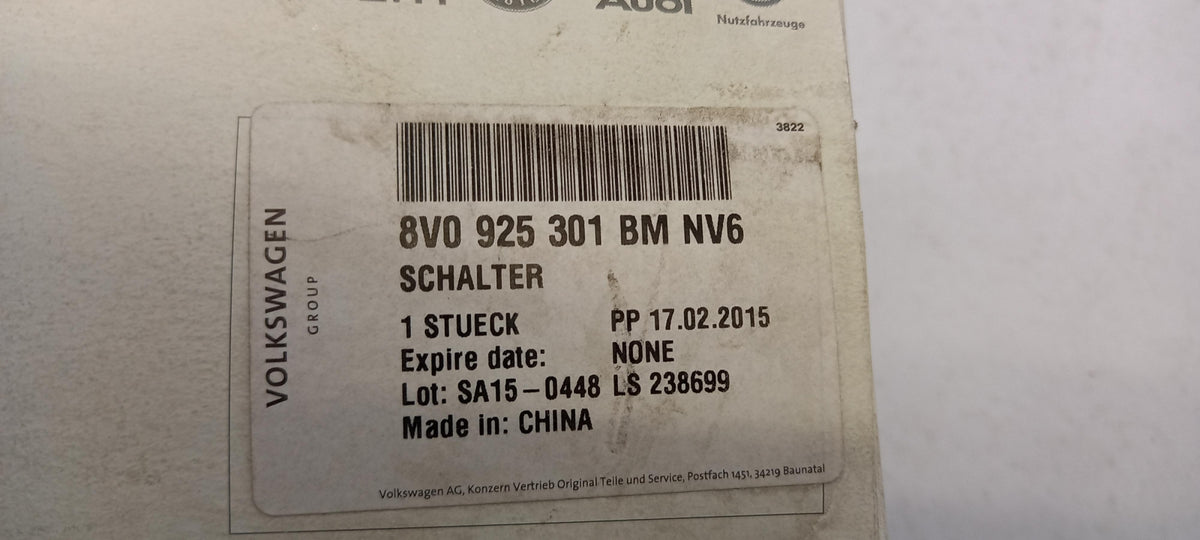Original AUDI A3 8V Schaltereinheit soulschwarz 8V0925301BMNV6