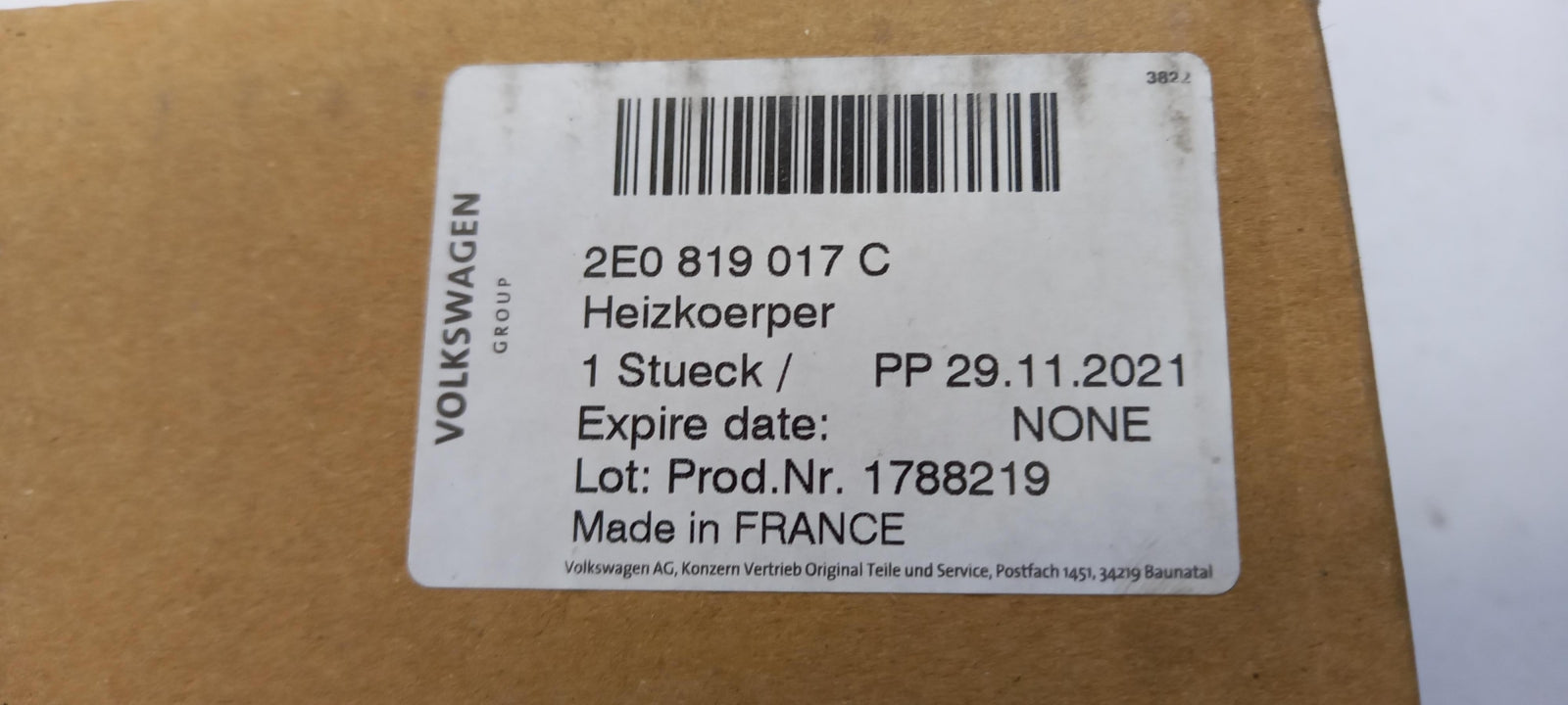 Original OE Volkswagen Innenraumheizung Wärmetauscher 2E0819017C