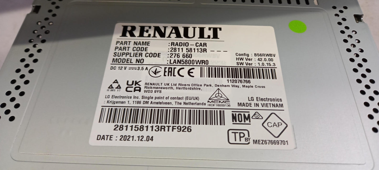 Original OE RENAULT Multimedia Haupteinheit 281158113R