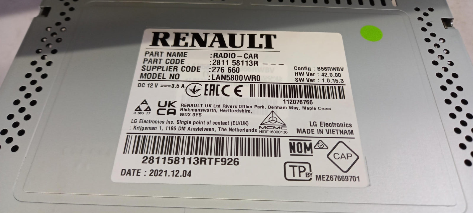 Original OE RENAULT Multimedia Haupteinheit 281158113R