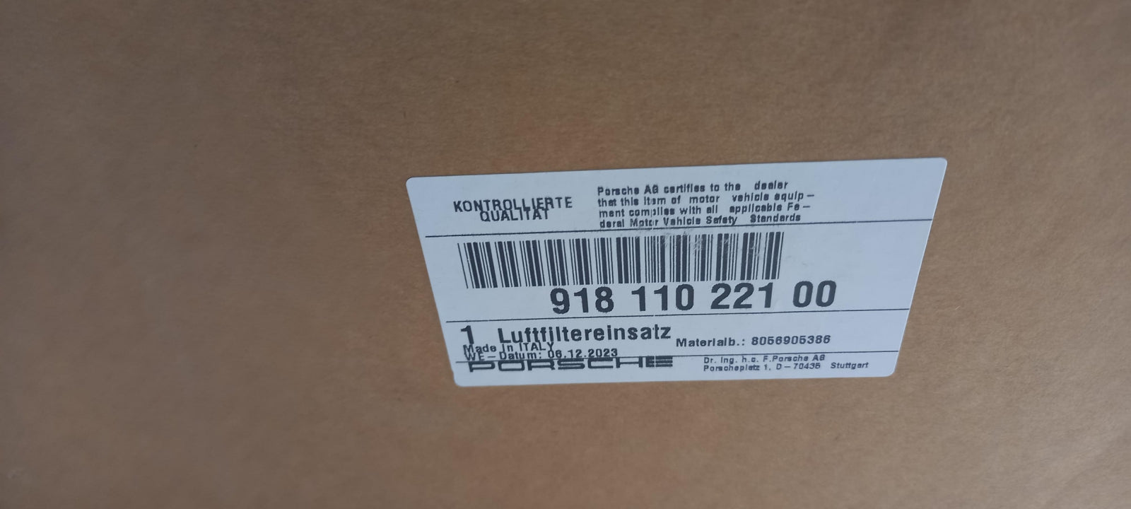 Original OE PORSCHE Luftfilter 91811022100