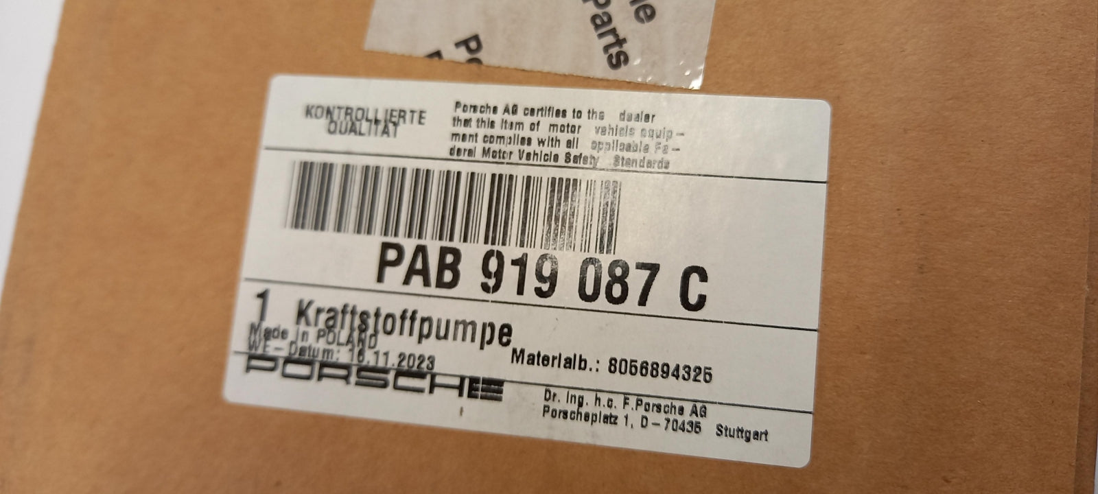 Original OE PORSCHE Kraftstoff-Fördereinheit PAB919087C
