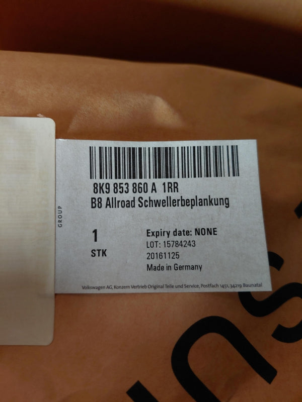 Original OE Volkswagen Türschwelle Abdeckung 8K9853860A1RR