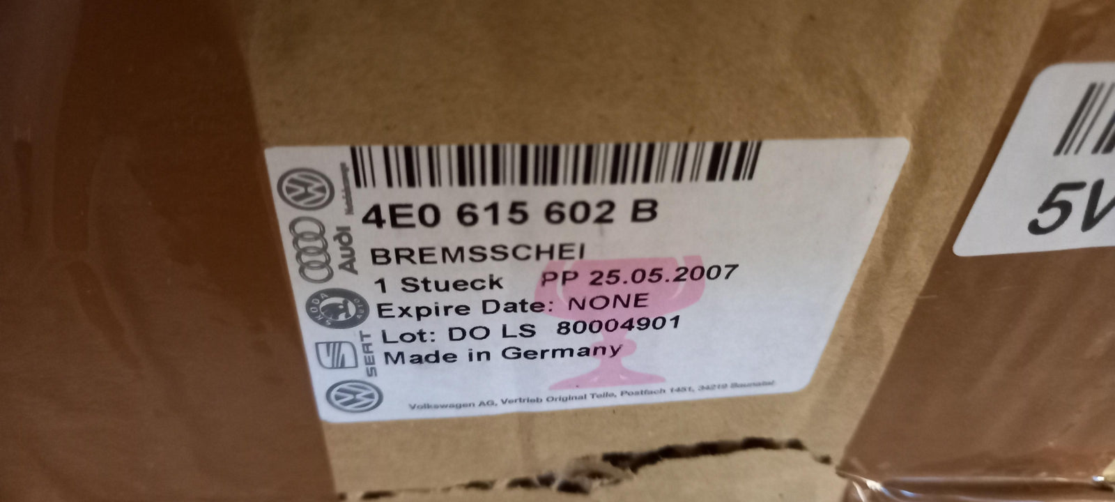 Original AUDI A8 4E RS6 4F Bremsscheibe keramik hinten rechts 4E0615602B