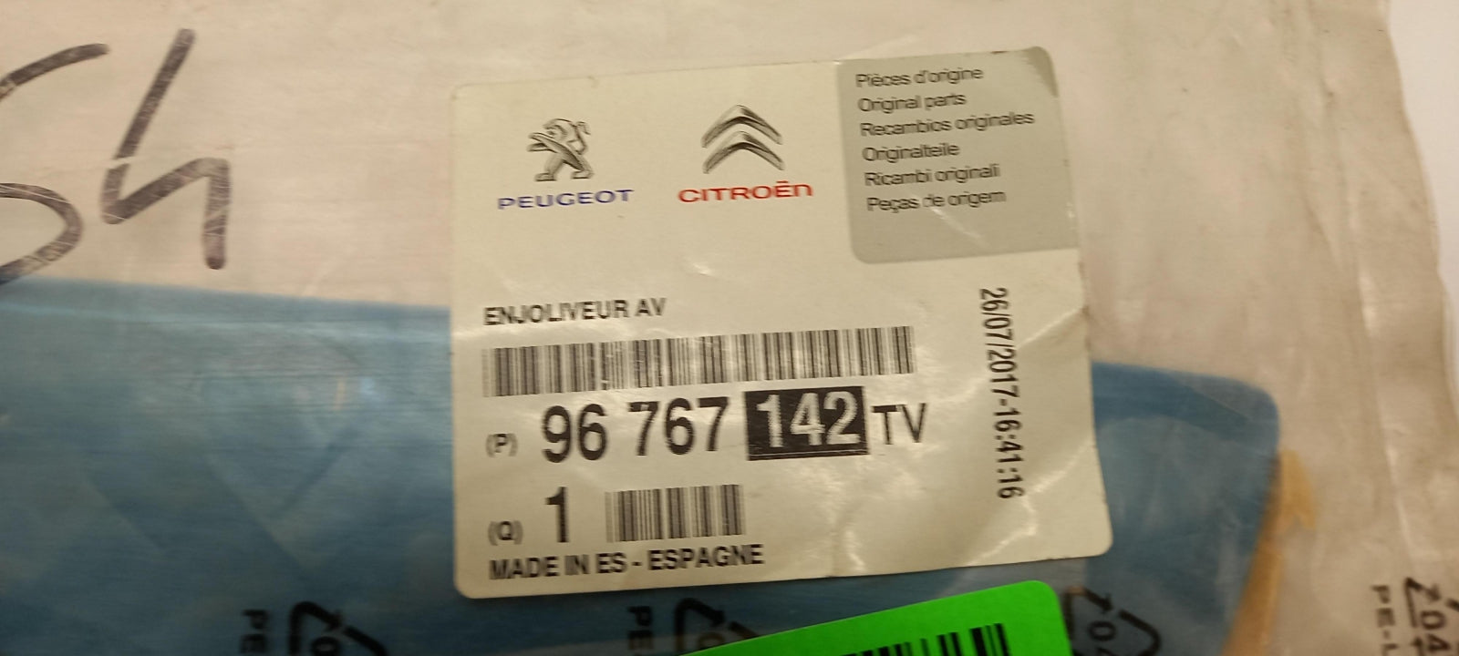 Original OE Peugeot Einstiegsleiste 96767142TV
