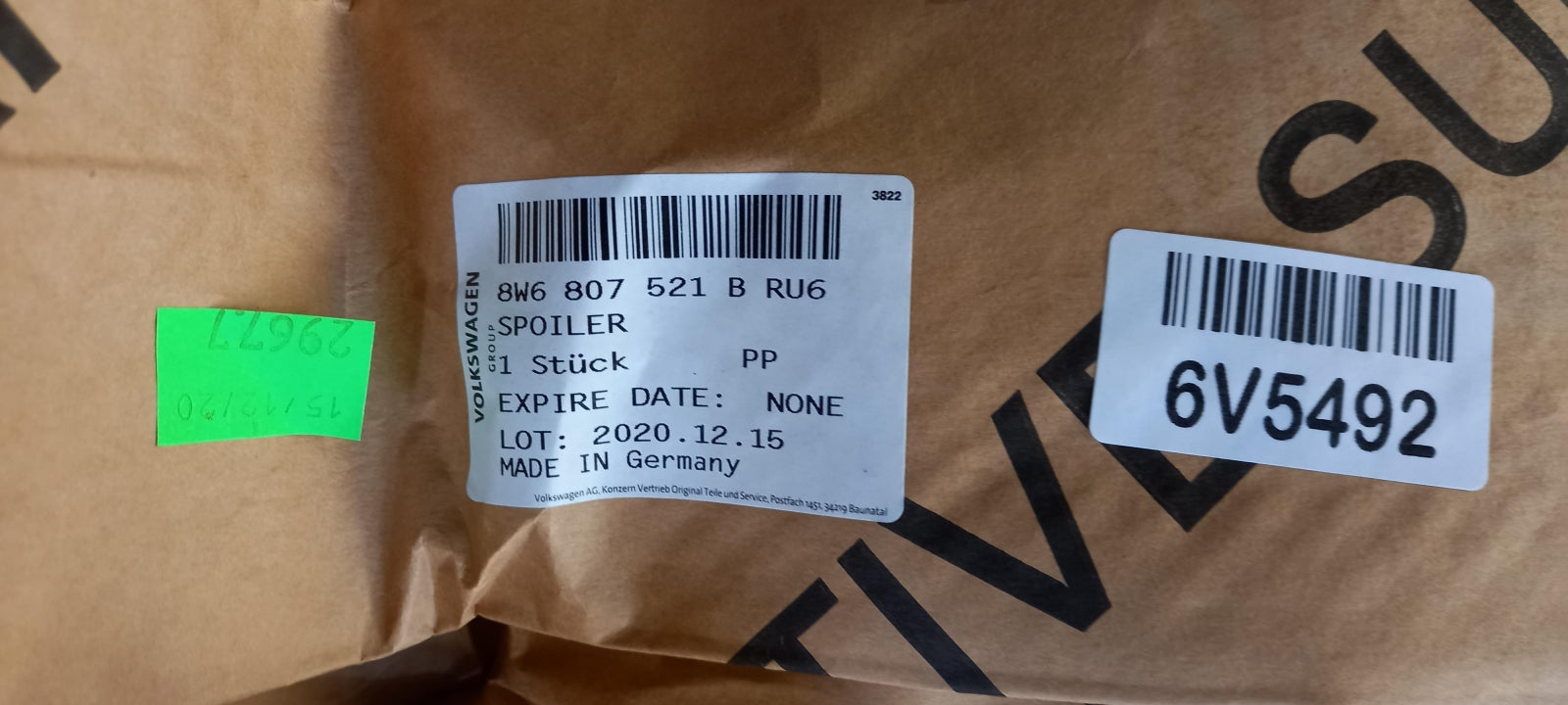 Original OE Volkswagen Stoßfängerabdeckung 8W6807521BRU6