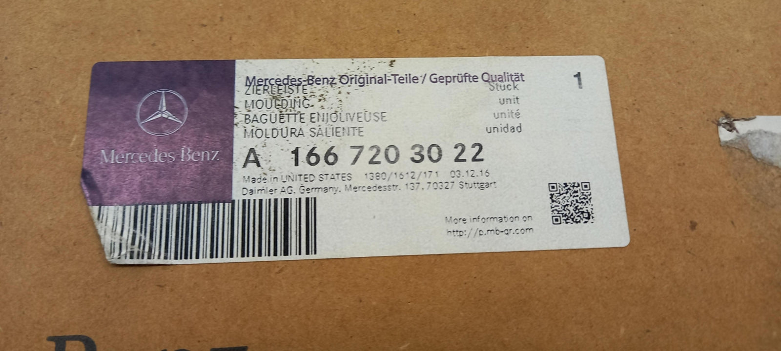 Original OE MERCEDES-BENZ Türgriff Innen Zierleiste A1667203022