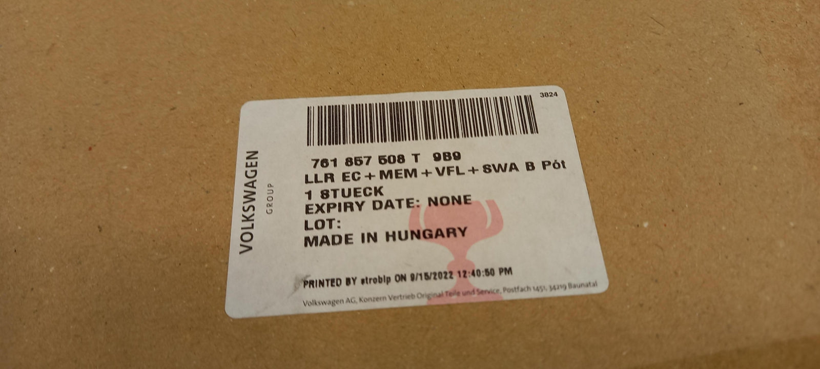Original OE Volkswagen Außenspiegel 761857508T9B9