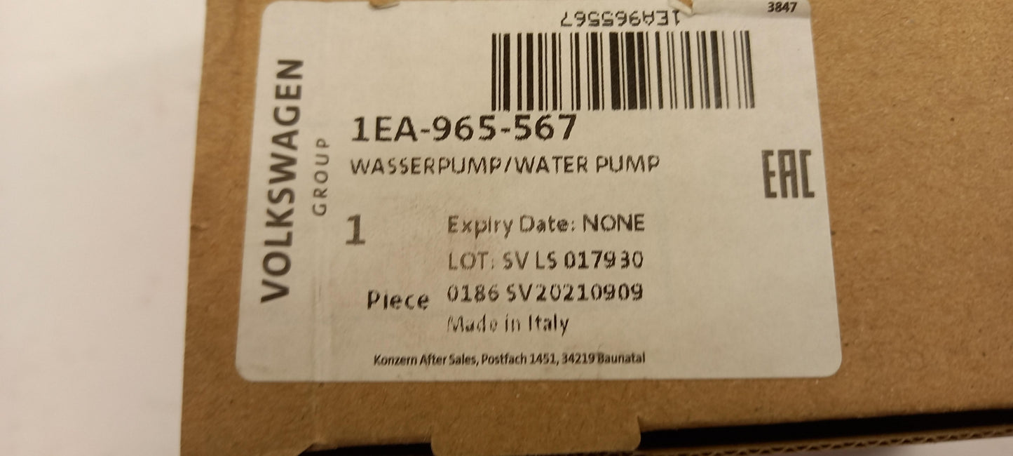 Original OE Volkswagen Zusätzliche Wasserpumpe 1EA965567