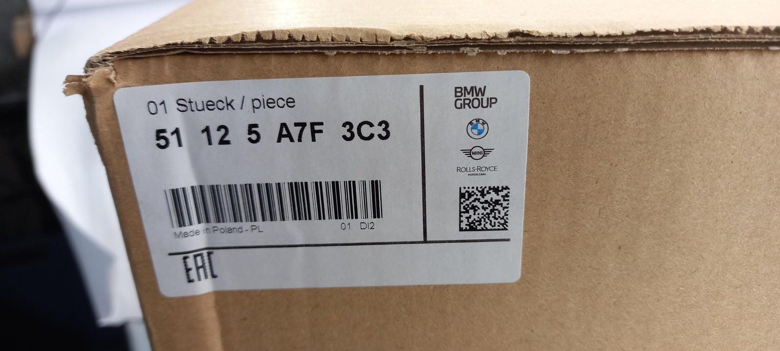 Original OE BMW Stoßfängerabdeckung 51125A7F3C3