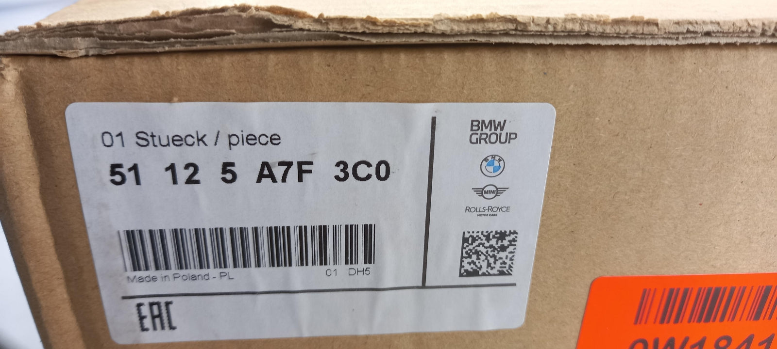 Original OE BMW Stoßfängerabdeckung 51125A7F3C0