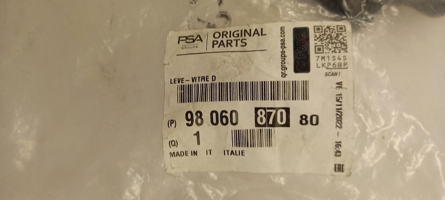 Original PEUGEOT 508 I 2011 - 2017 Fensterheber Hinten Rechts 9806087080