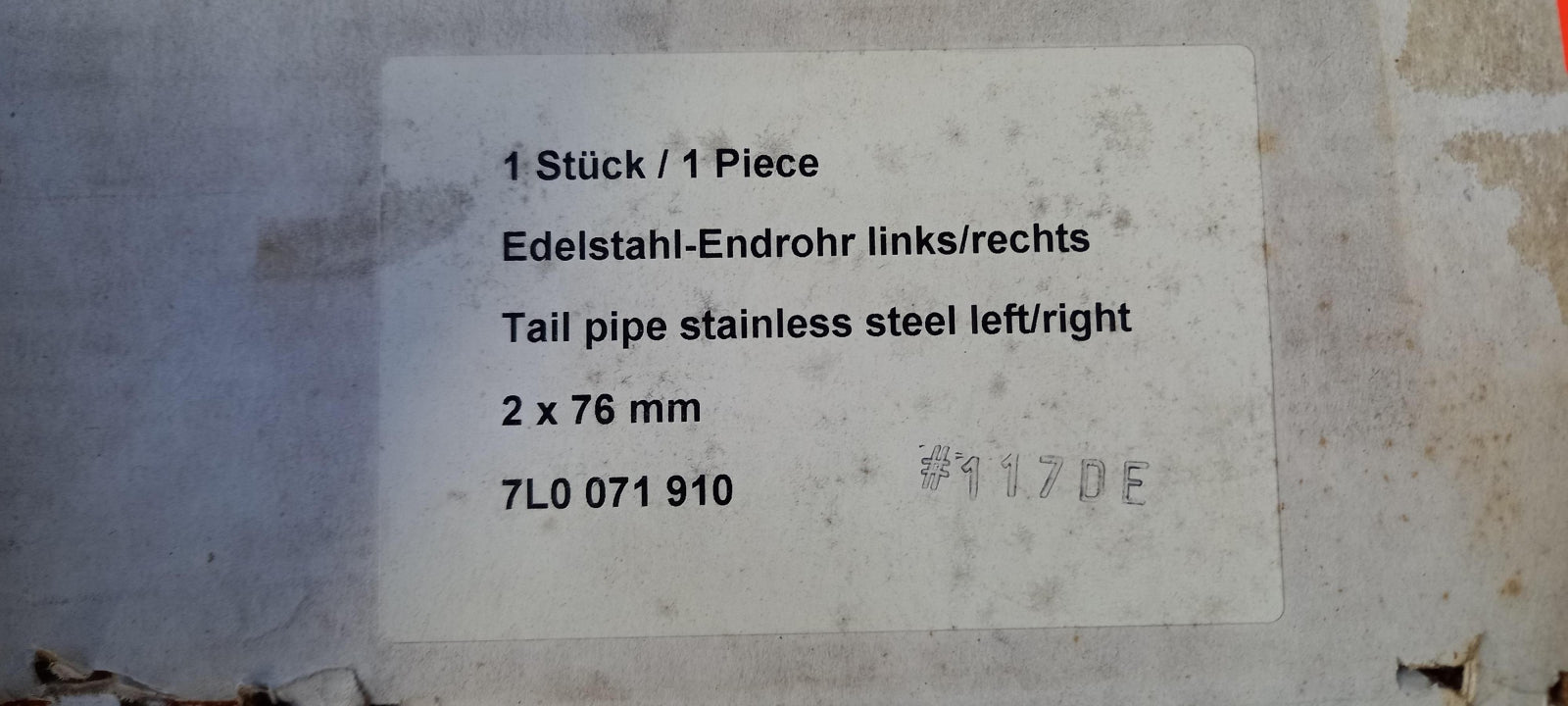Original OE Volkswagen Auspuffblende 7L0071910
