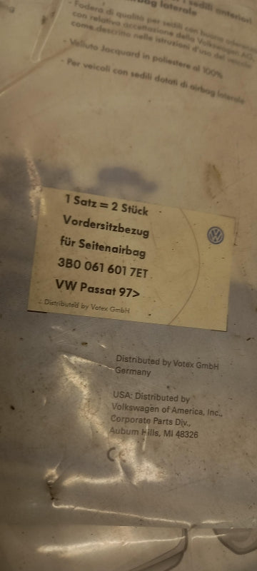 Original VW Passat B5 Vordersitzbezug für Seitenairbag 3B00616017ET