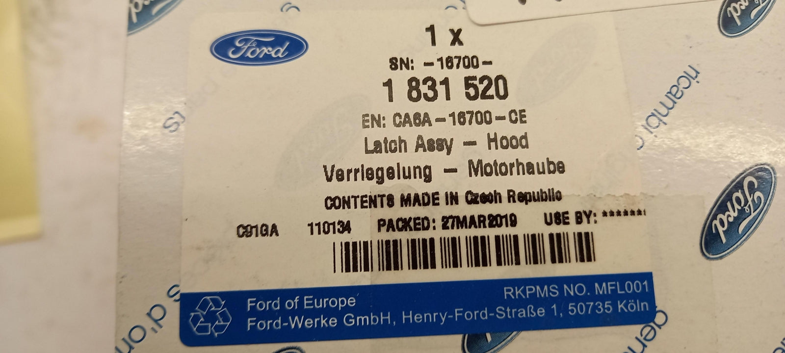 Original FORD FIESTA VI (CB1, CCN) 1.4 TDCi Motorhaubenschloß Vorne 1831520