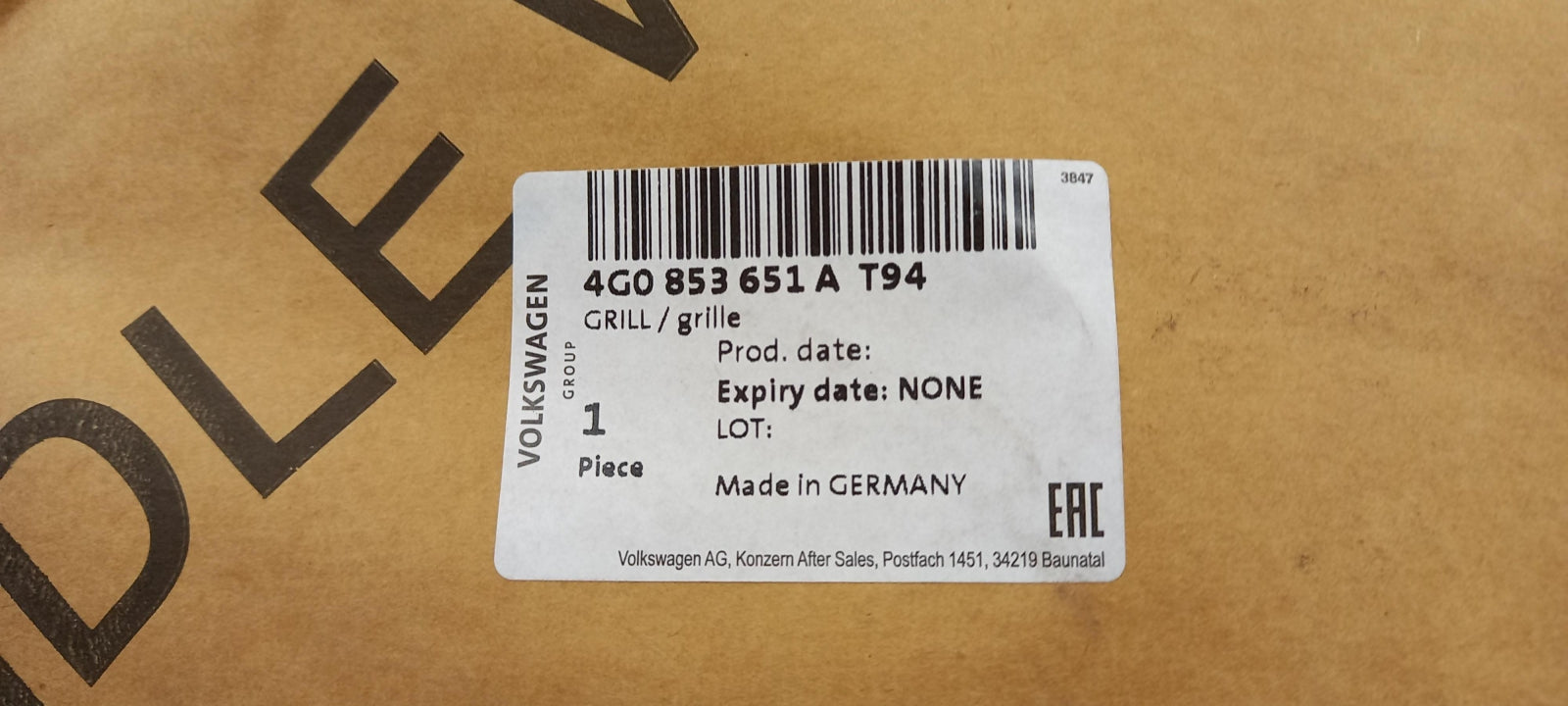 Original OE Volkswagen Kühlergitter 4G0853651AT94