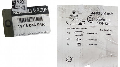 Original RENAULT Megane III Fluence Bremsbeläge Bremsklötze hinten 440604694R
