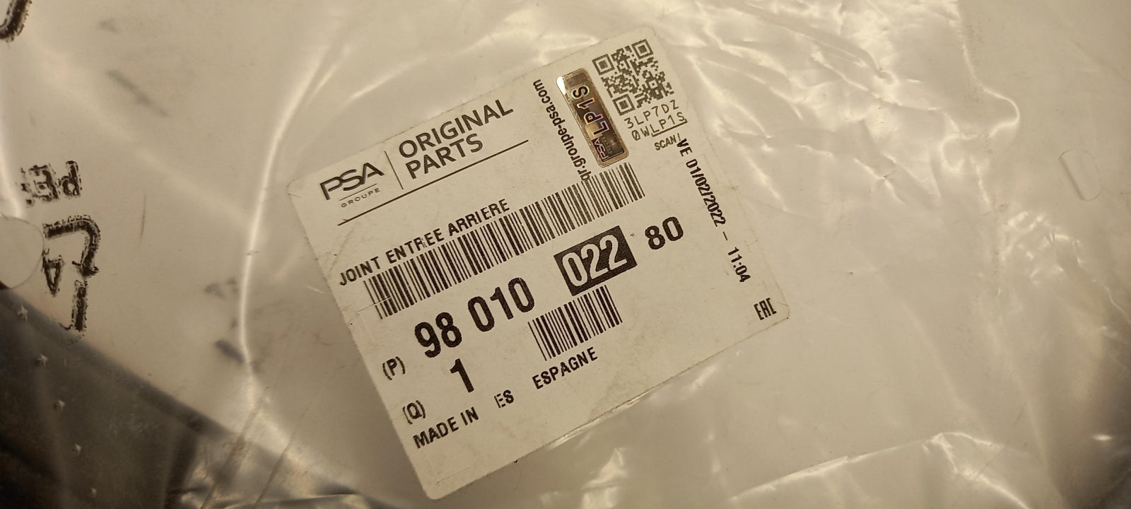 Original OE Peugeot Türdichtung 9801002280