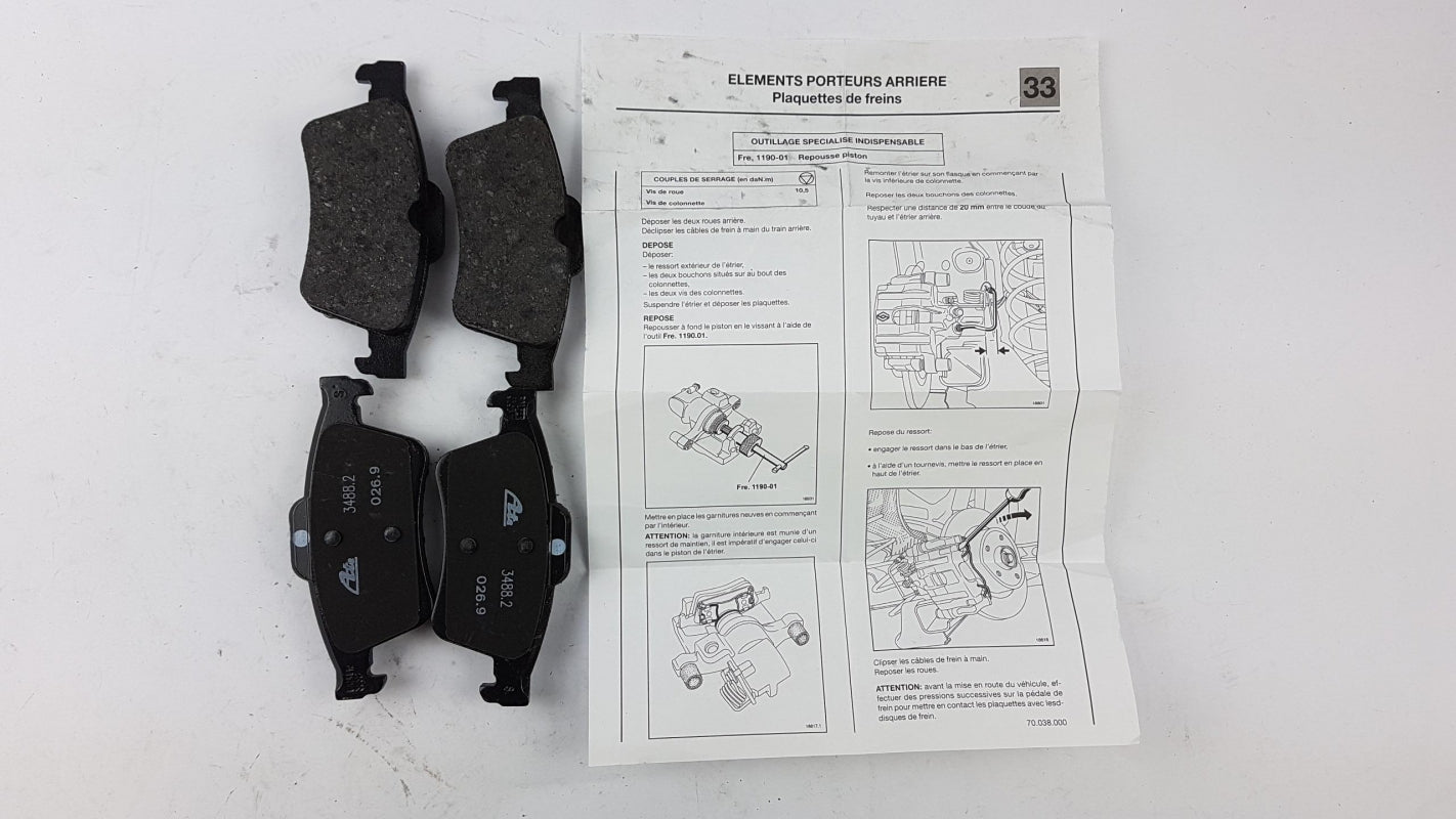 Original RENAULT Espace IV Mégane II Laguna II Bremsbeläge Hinten 7701206609