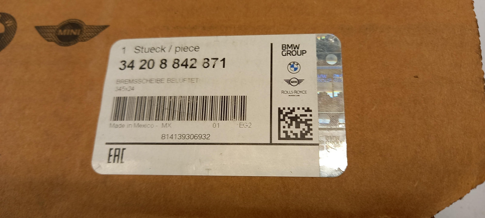Original OE BMW Bremsscheibe (1 Stück) 34208842871
