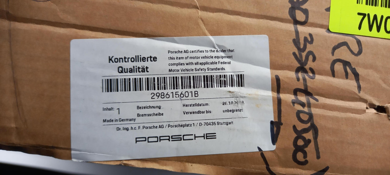 Original OE PORSCHE Bremsscheibe (1 Stück) 298615601B