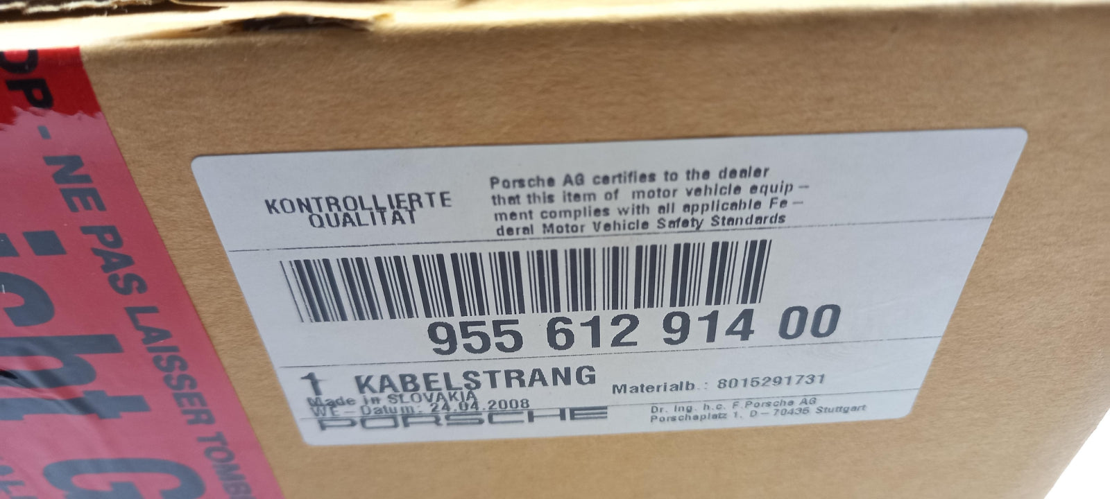 Original OE PORSCHE Kabelbaum 95561291400