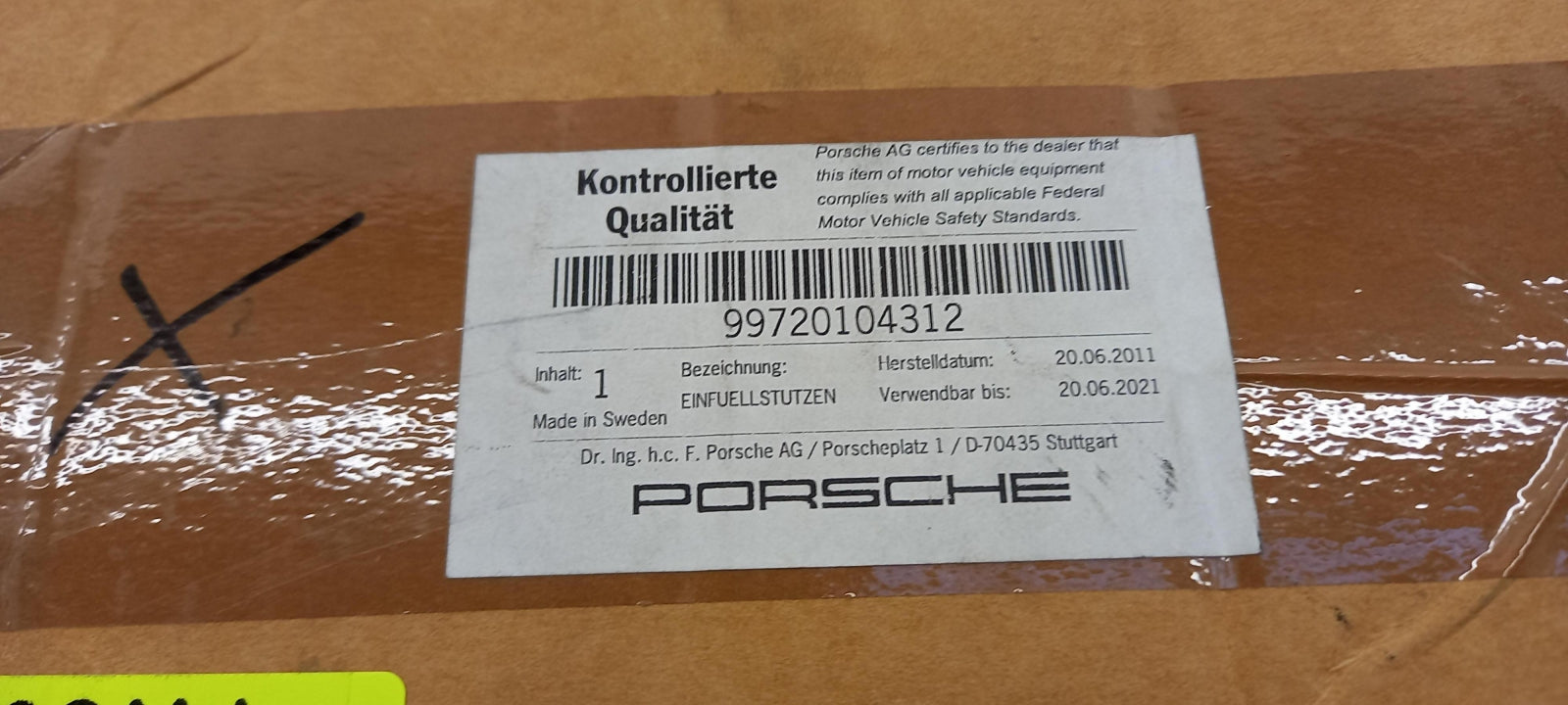 Original OE PORSCHE Einfüllstutzen 99720104312