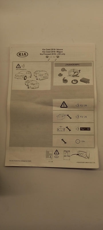 Original KIA Ceed 2018- Anhängerkupplung Elektrosatz 7-pol J7620ADE00PC