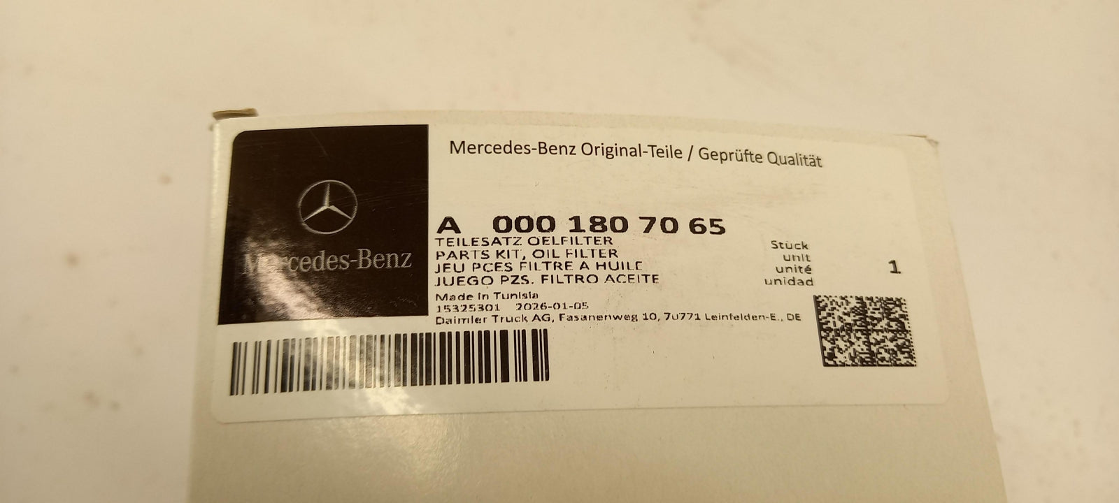 Original OE MERCEDES-BENZ Ölfilter A0001807065