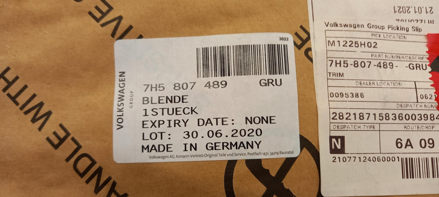 Original OE Volkswagen Stoßfänger Lüftungsgitter 7H5807489GRU