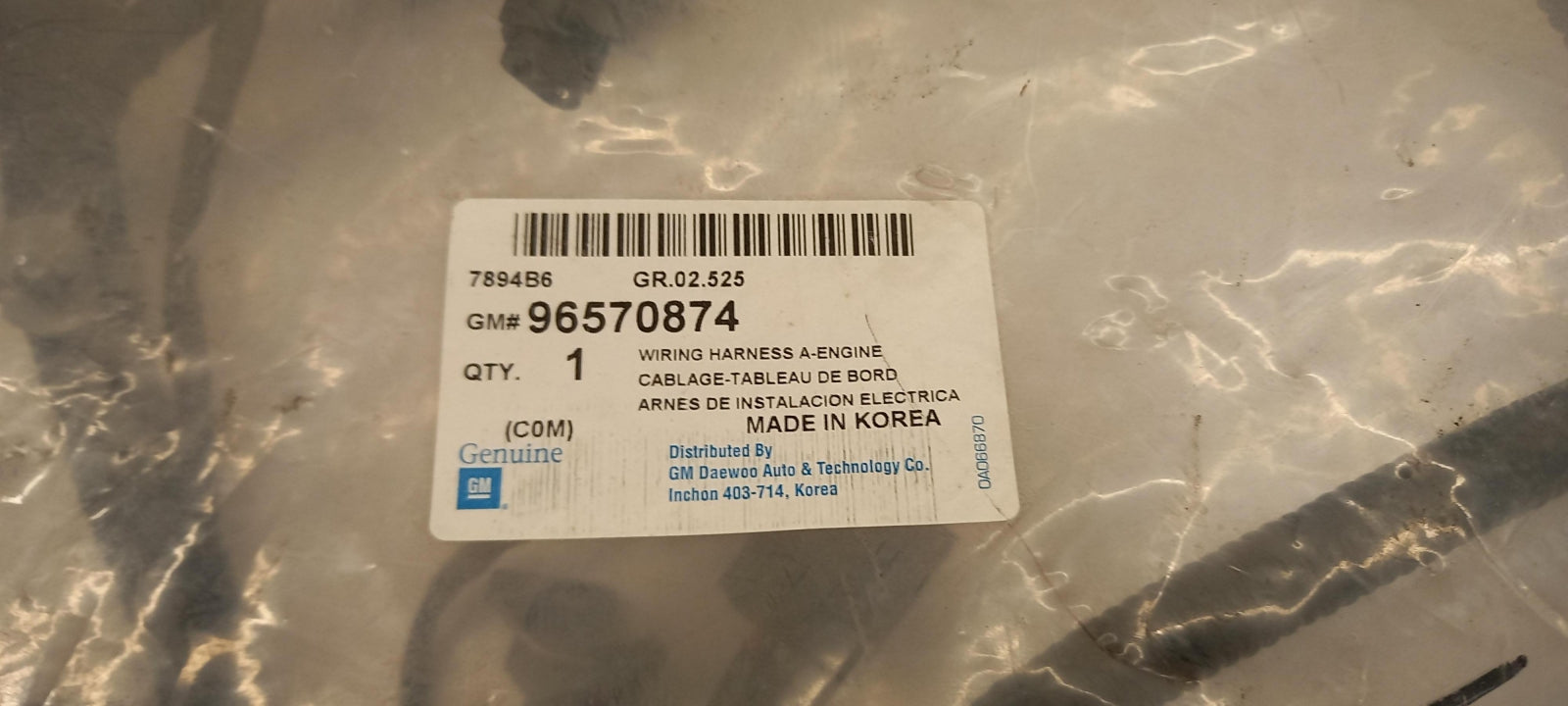 Original CHEVROLET Matiz Spark (M100) 1998-2005 Motor Kabelbaum 96570874