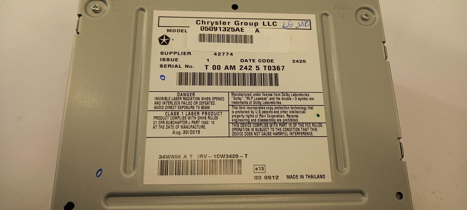 Original OE FIAT Multimedia Haupteinheit K05091325AE
