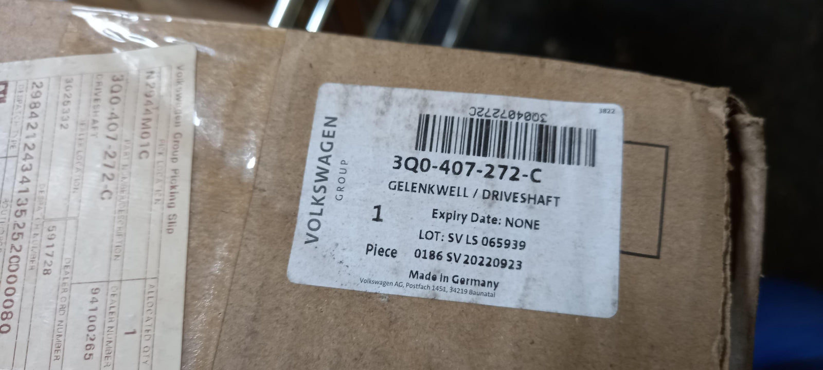 Original OE Volkswagen Antriebswelle 3Q0407272C
