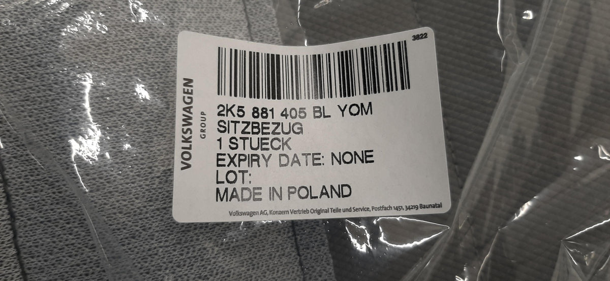 Original VW Caddy 2C 11-15 Sitzbezug anthrazit/grau vorne L/R 2K5881405BLYOM