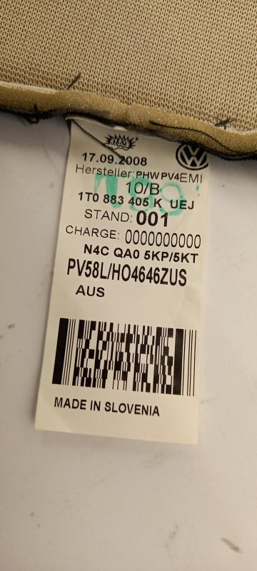 Original VW Touran 1T Sitzbezug Textil anthrazit hinten L/R 1T0883405KUEJ